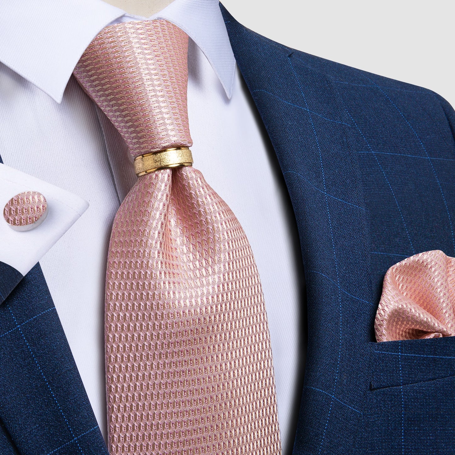 Designer Men's Necktie Striped Floral Paisley Silk Tie Pocket Square Cufflinks