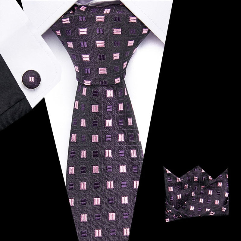 Luxury Paisley Blue Silk Tie with Hanky & Cufflinks