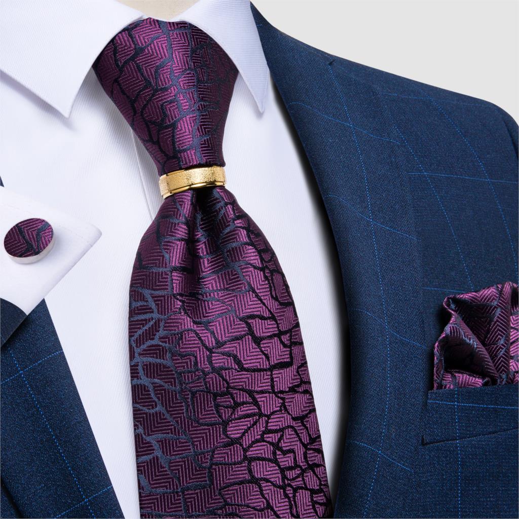 Designer Men's Necktie Striped Floral Paisley Silk Tie Pocket Square Cufflinks