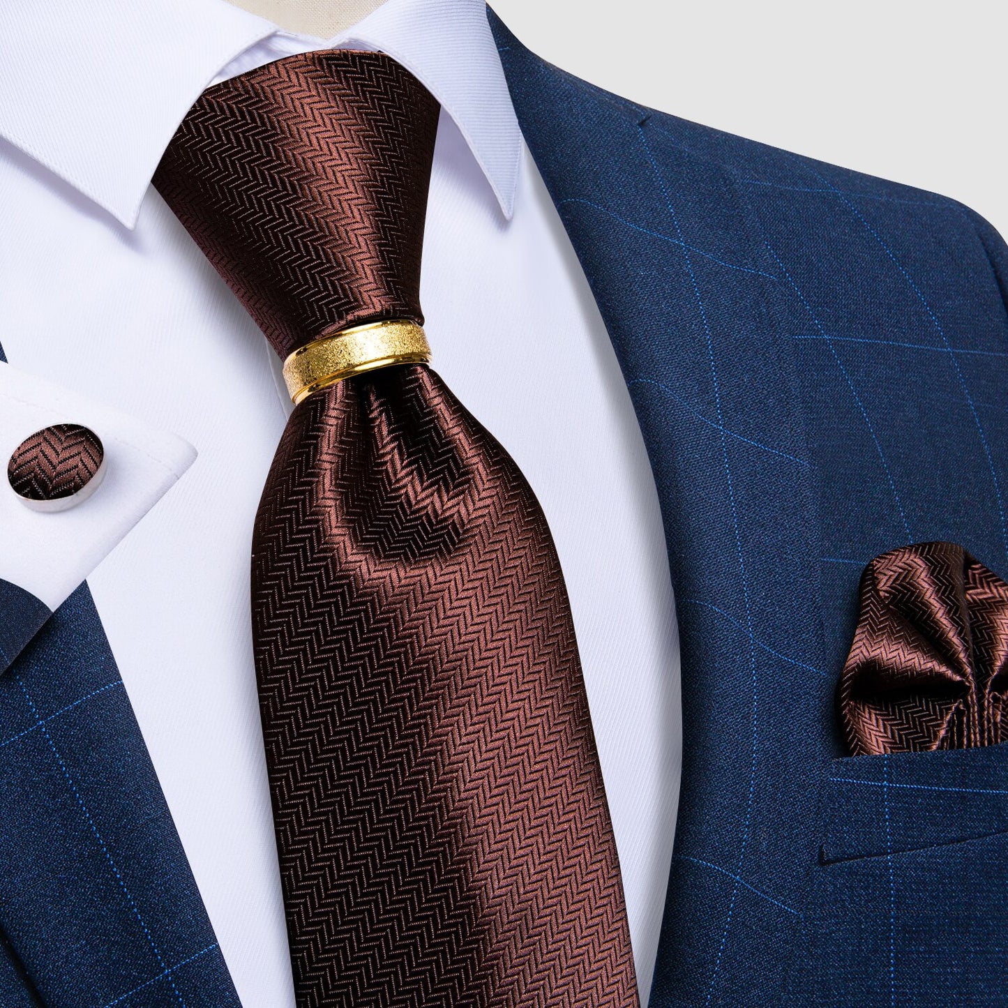 Designer Men's Necktie Striped Floral Paisley Silk Tie Pocket Square Cufflinks