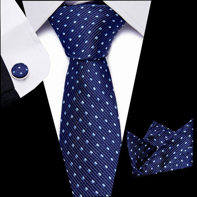 Luxury Paisley Blue Silk Tie with Hanky & Cufflinks