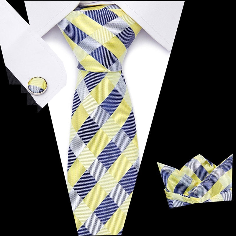 Luxury Paisley Blue Silk Tie with Hanky & Cufflinks