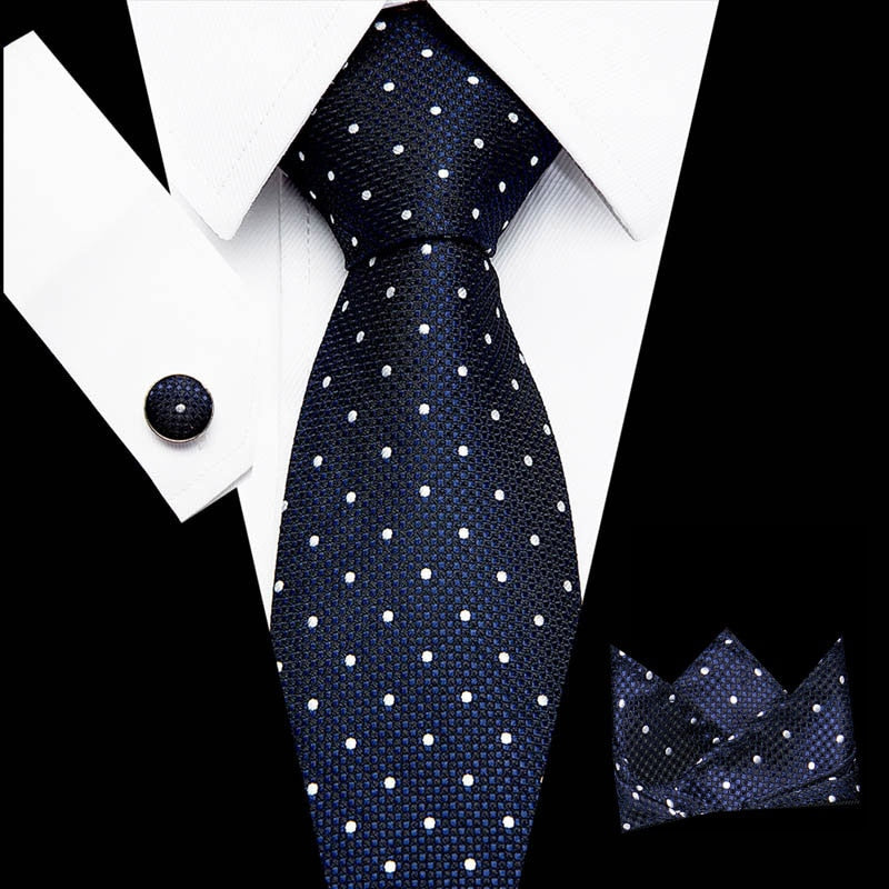 Luxury Paisley Blue Silk Tie with Hanky & Cufflinks