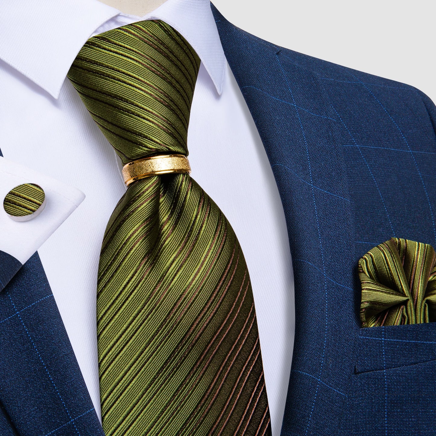 Designer Men's Necktie Striped Floral Paisley Silk Tie Pocket Square Cufflinks