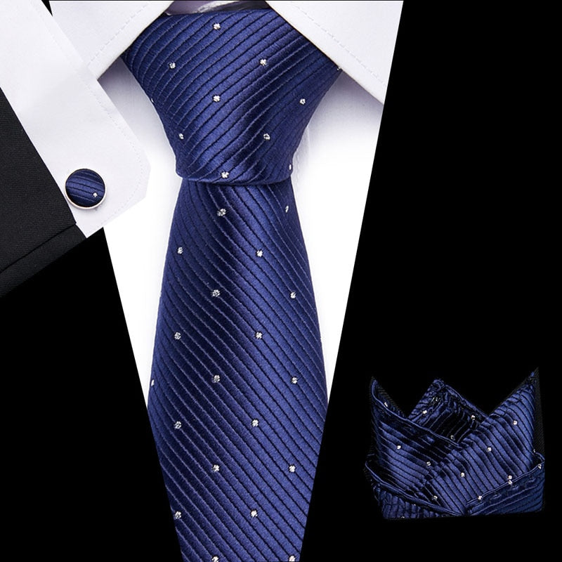 Luxury Paisley Blue Silk Tie with Hanky & Cufflinks