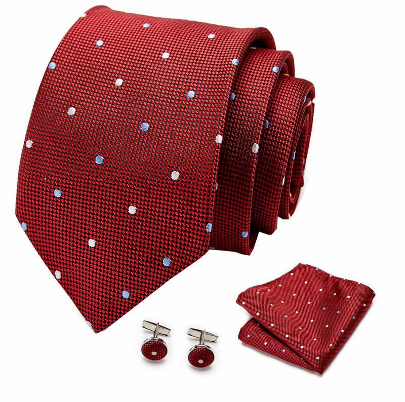 Luxury Paisley Blue Silk Tie with Hanky & Cufflinks