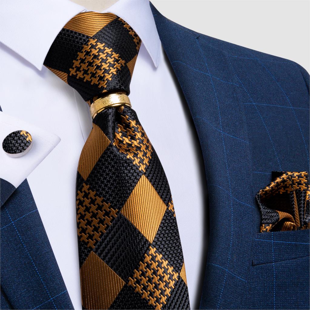 Designer Men's Necktie Striped Floral Paisley Silk Tie Pocket Square Cufflinks