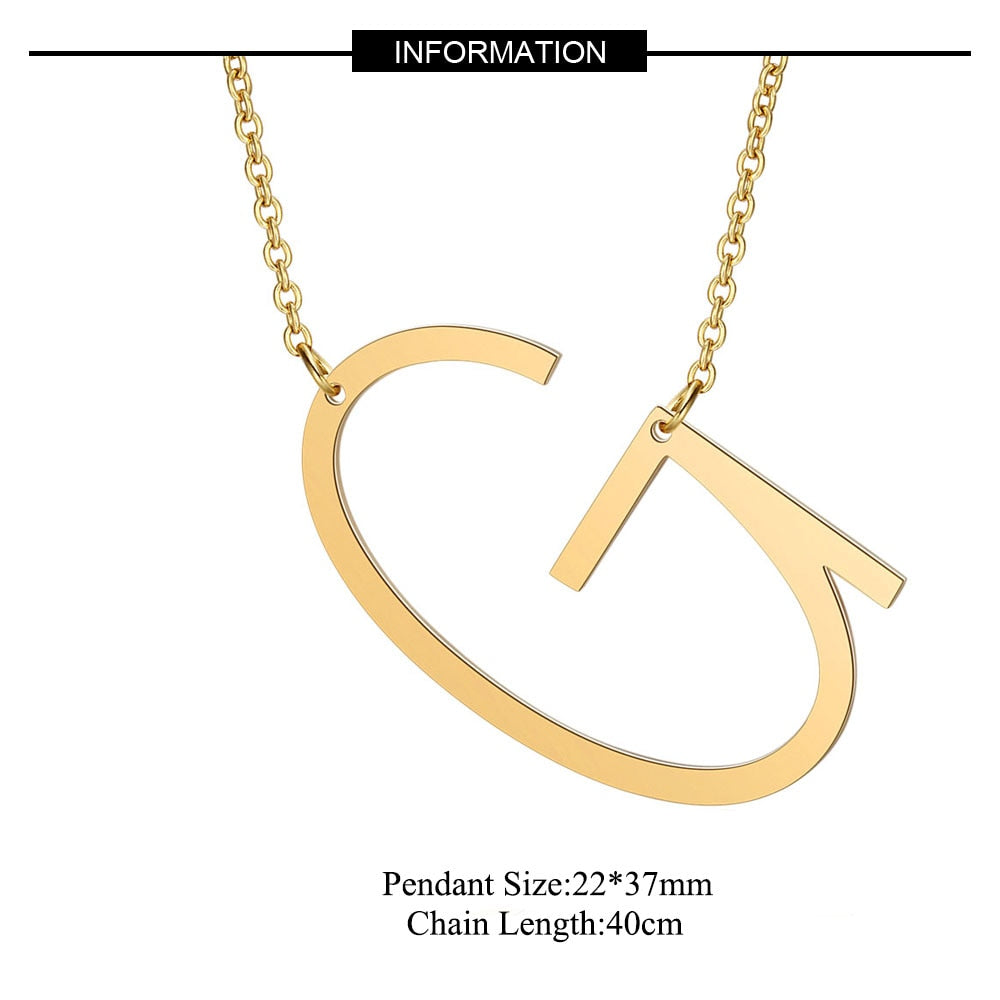 Large Initial Necklace 100% Stainless Steel