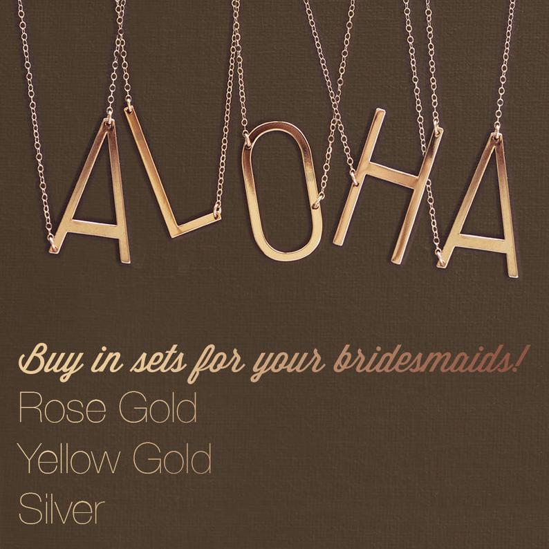 Large Initial Necklace 100% Stainless Steel