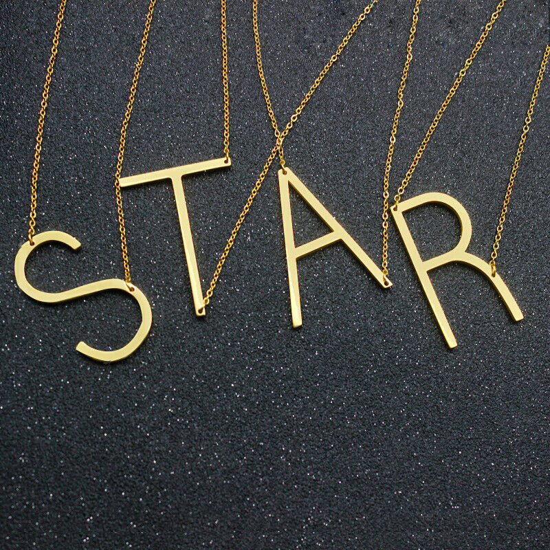 Large Initial Necklace 100% Stainless Steel