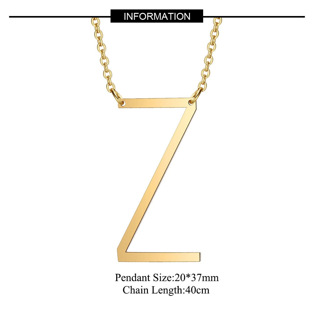 Large Initial Necklace 100% Stainless Steel