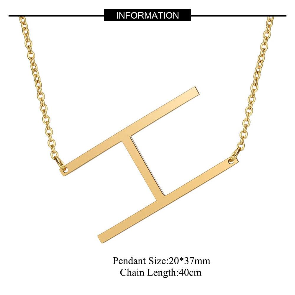 Large Initial Necklace 100% Stainless Steel