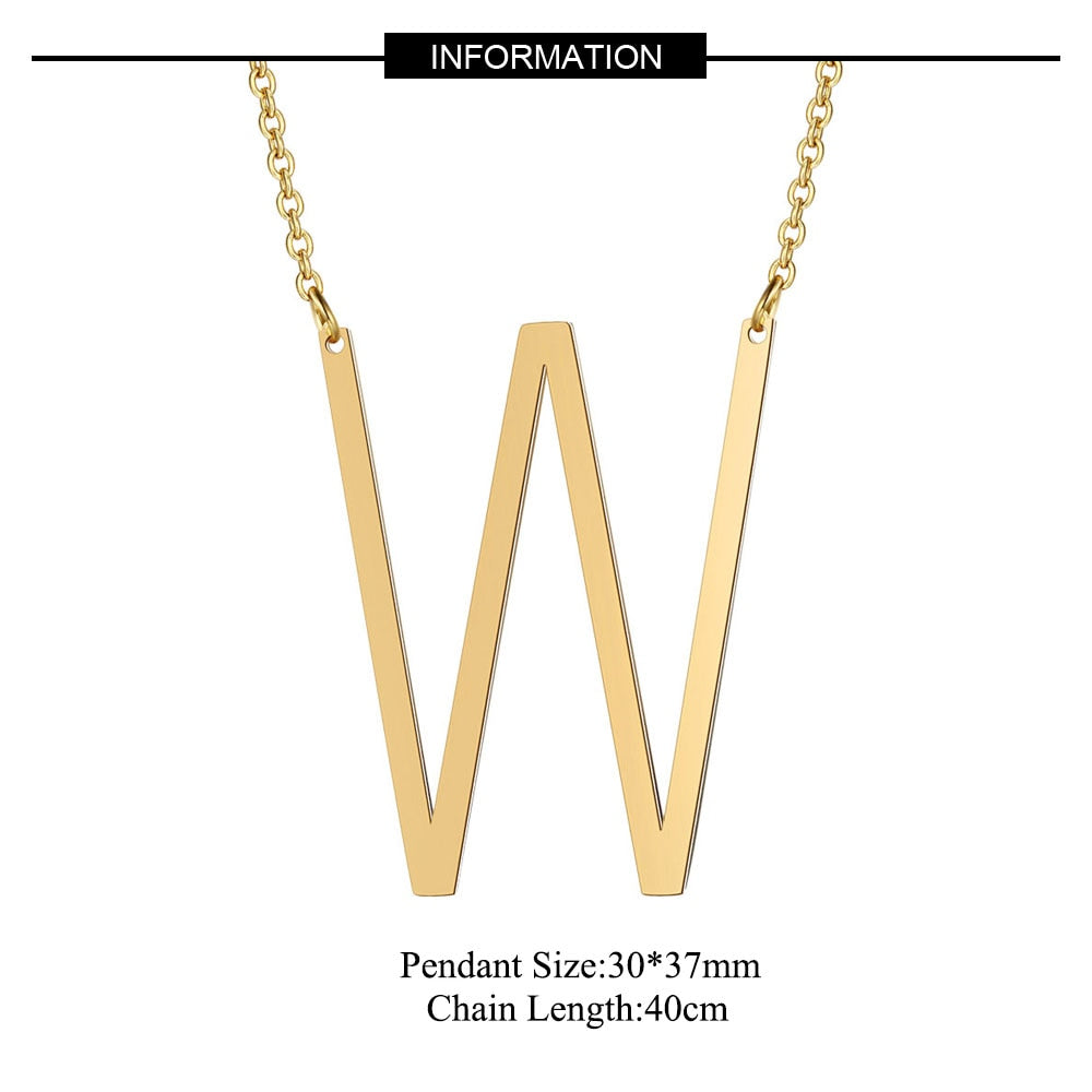 Large Initial Necklace 100% Stainless Steel