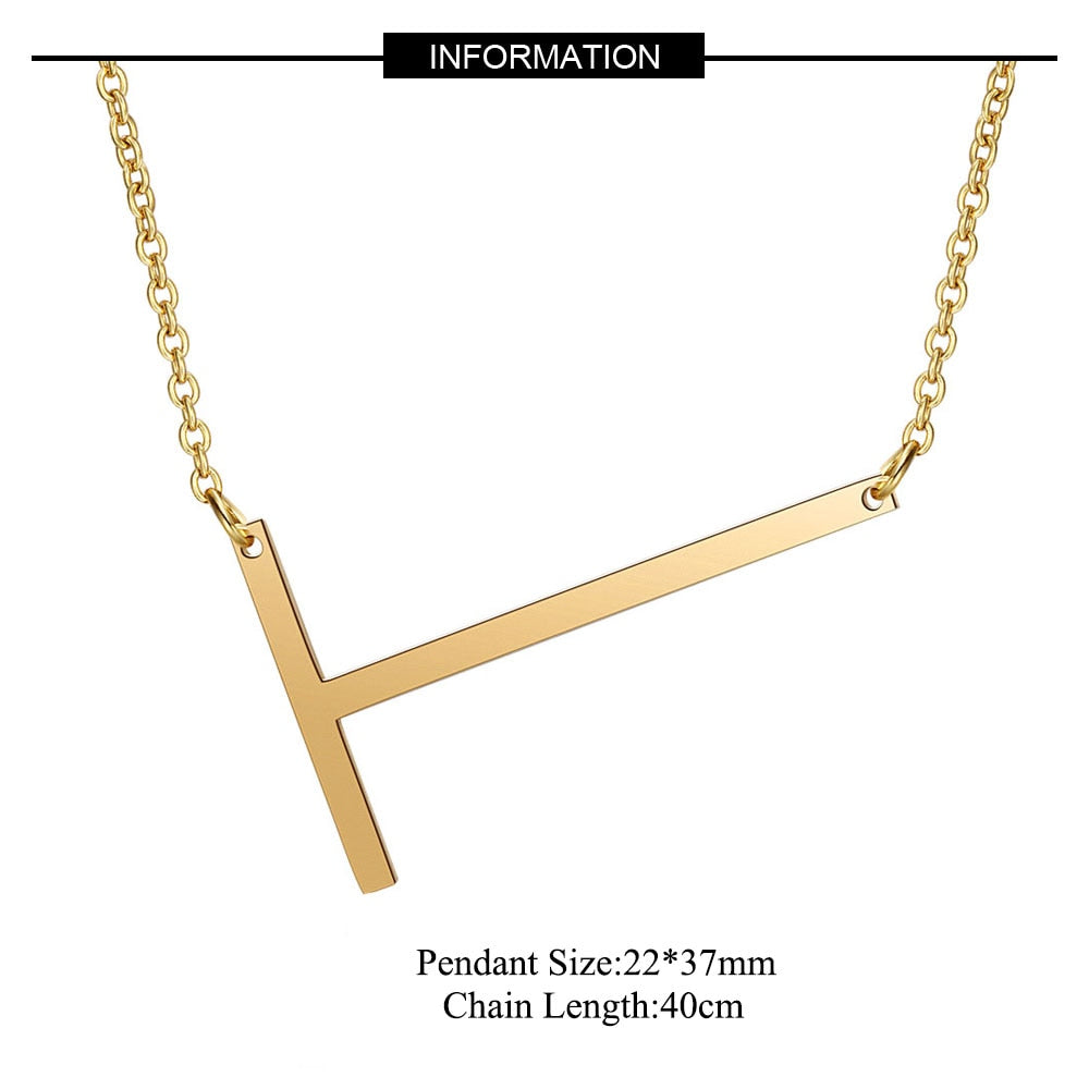 Large Initial Necklace 100% Stainless Steel