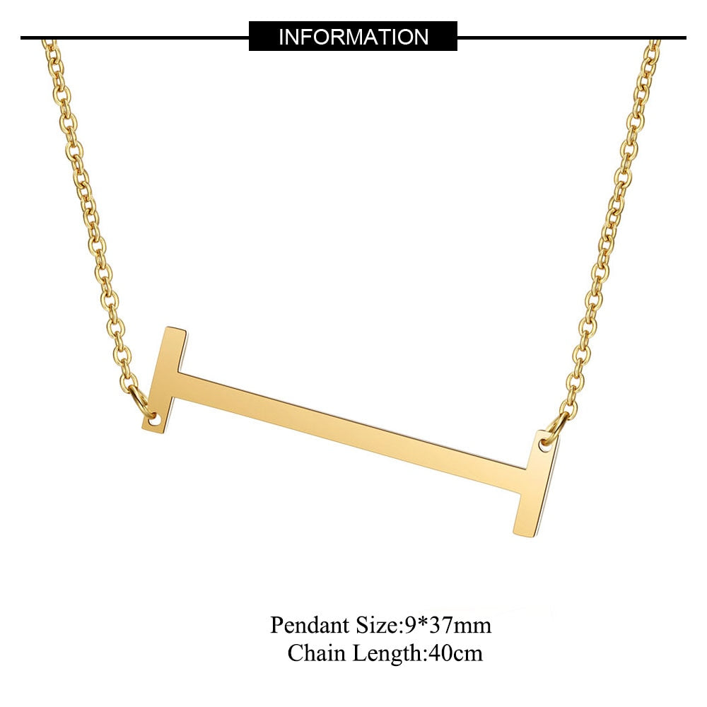 Large Initial Necklace 100% Stainless Steel