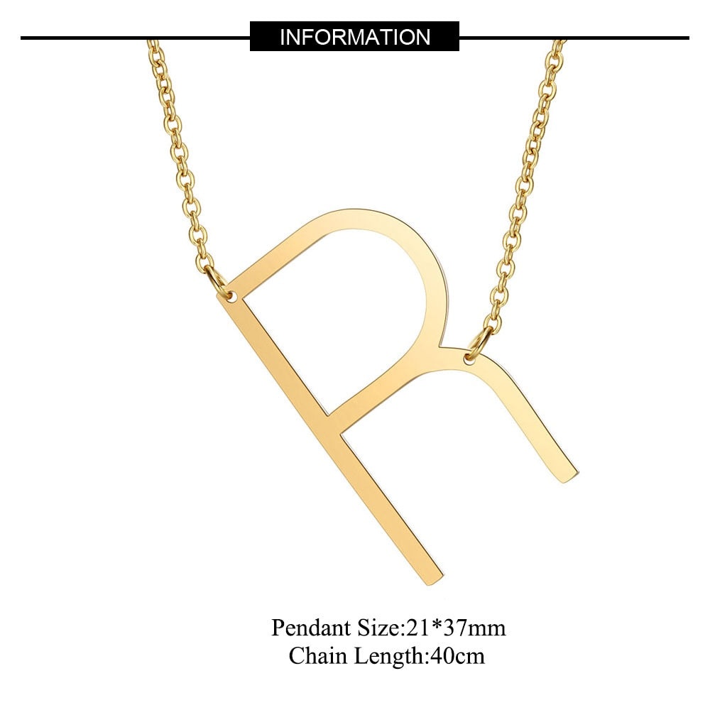 Large Initial Necklace 100% Stainless Steel