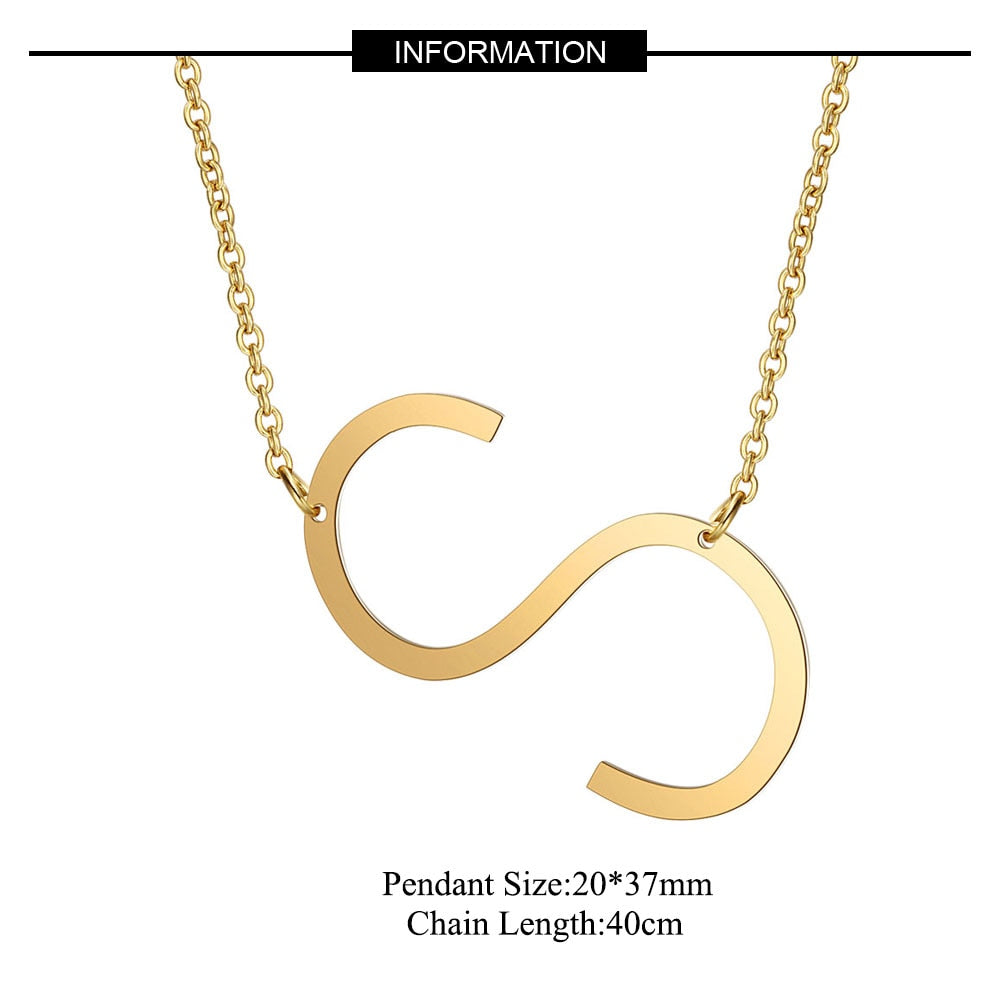 Large Initial Necklace 100% Stainless Steel