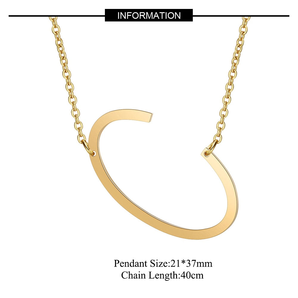 Large Initial Necklace 100% Stainless Steel
