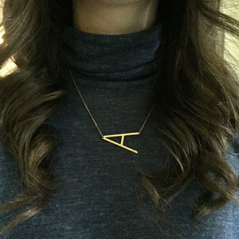 Large Initial Necklace 100% Stainless Steel
