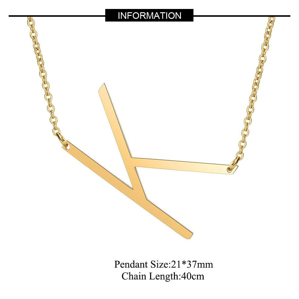 Large Initial Necklace 100% Stainless Steel