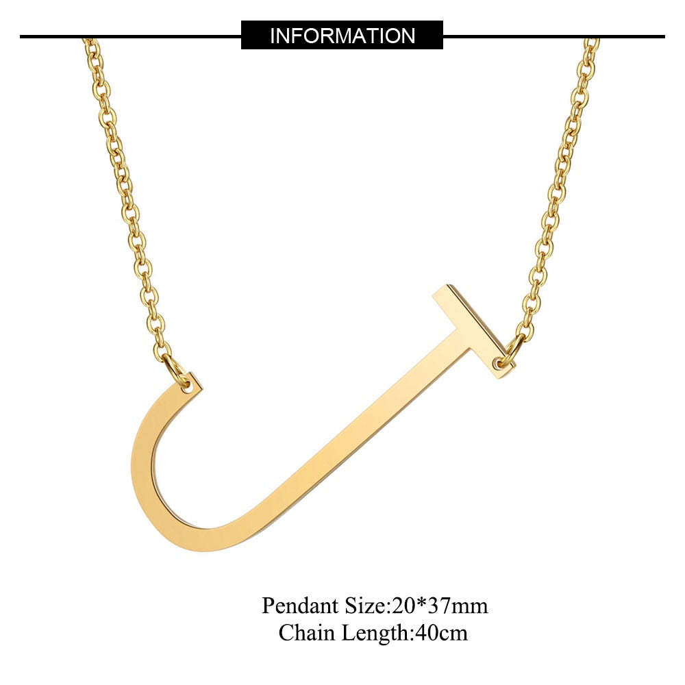 Large Initial Necklace 100% Stainless Steel