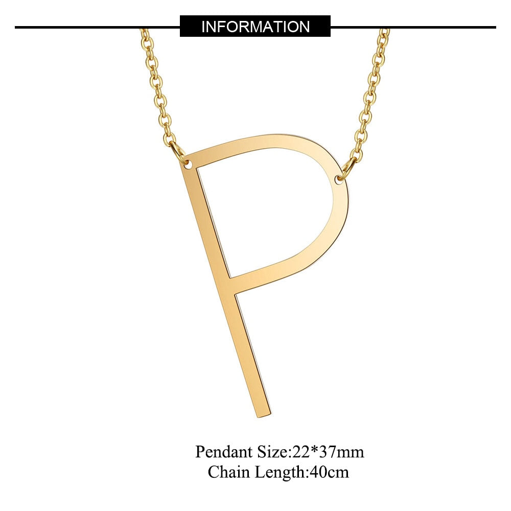Large Initial Necklace 100% Stainless Steel