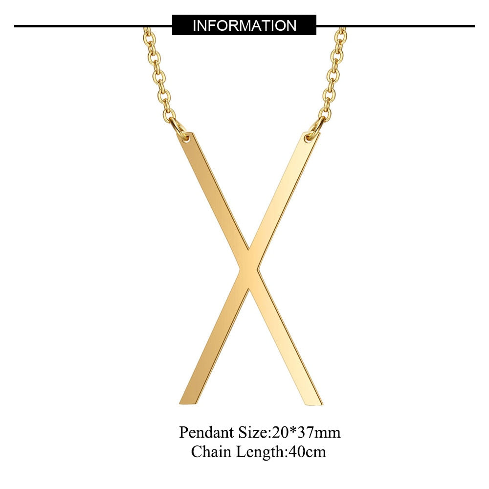 Large Initial Necklace 100% Stainless Steel