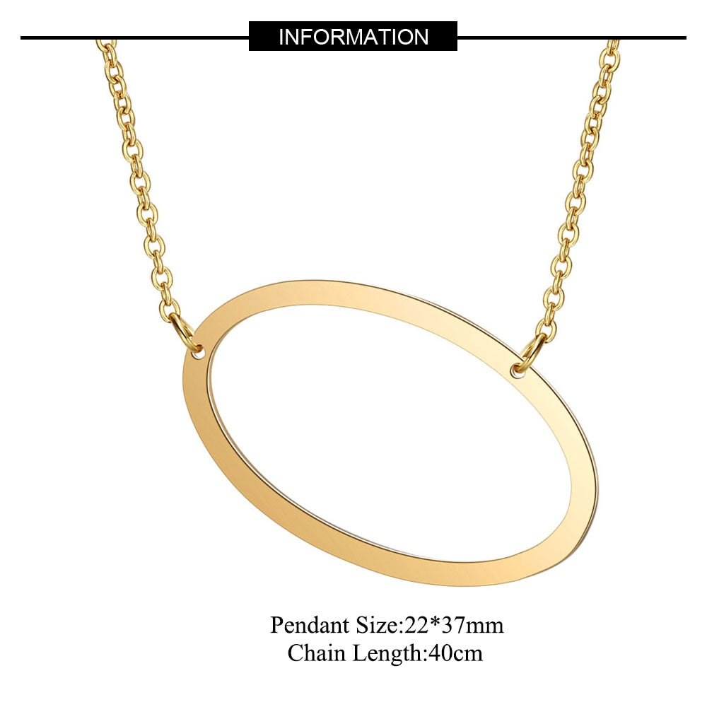 Large Initial Necklace 100% Stainless Steel