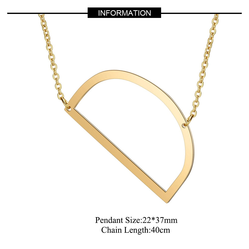 Large Initial Necklace 100% Stainless Steel