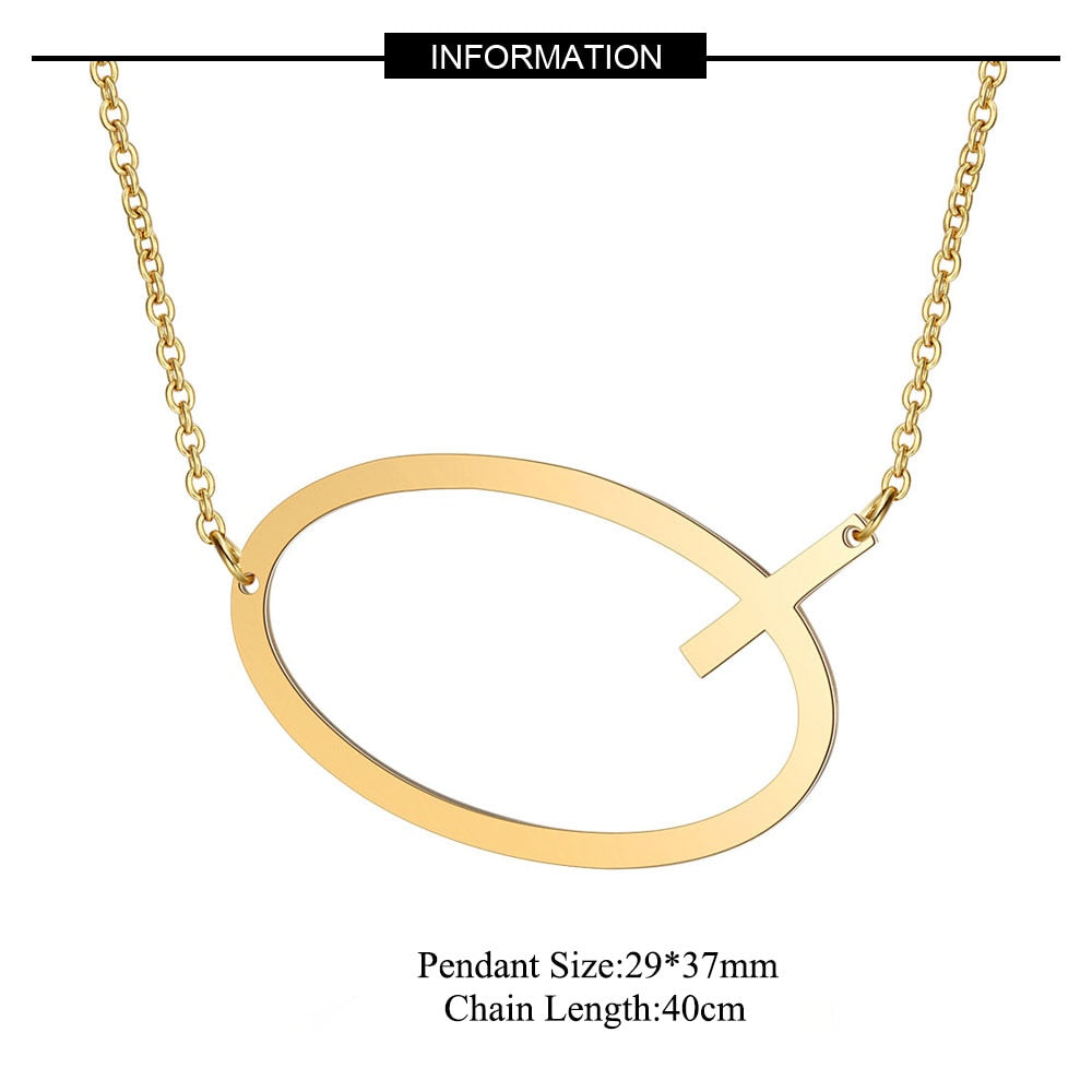 Large Initial Necklace 100% Stainless Steel