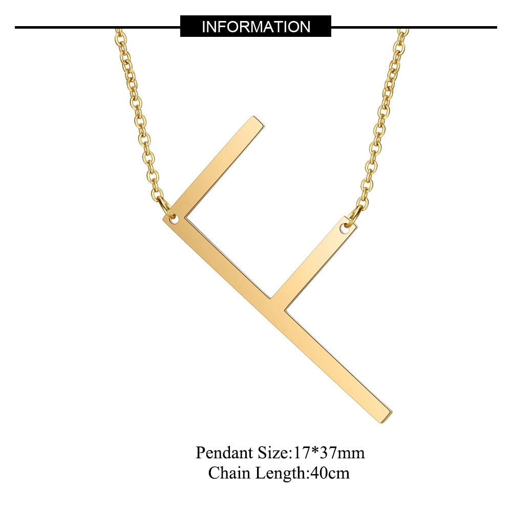 Large Initial Necklace 100% Stainless Steel