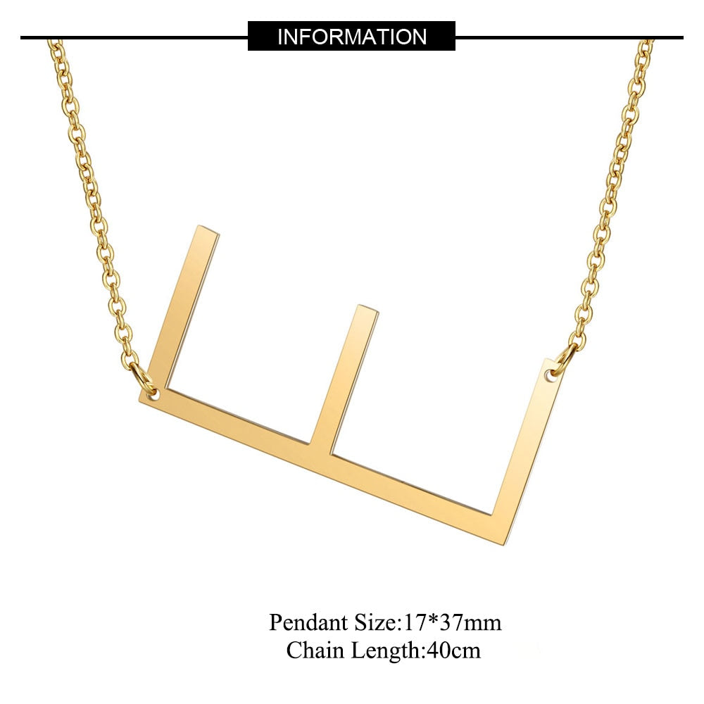 Large Initial Necklace 100% Stainless Steel