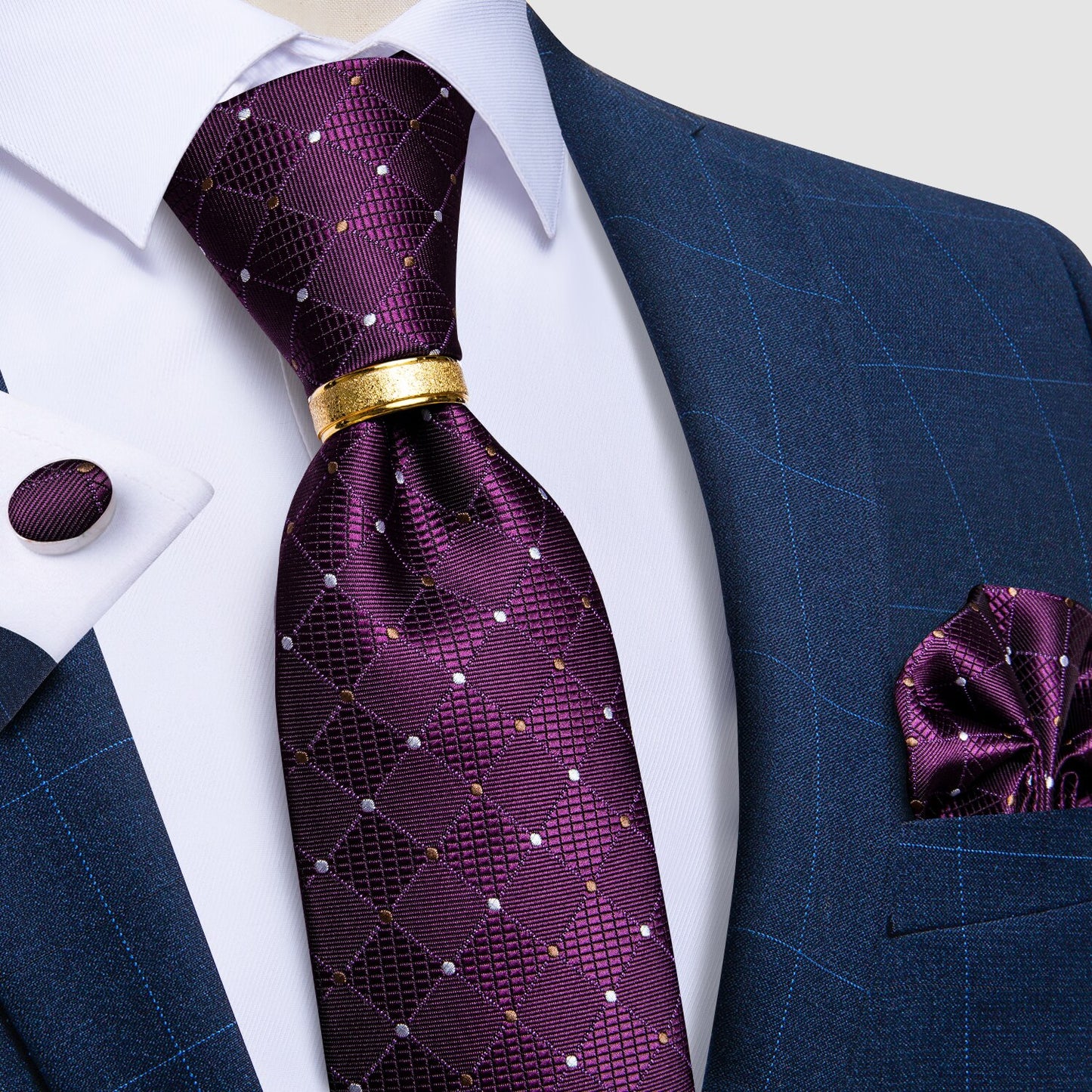 Designer Men's Necktie Striped Floral Paisley Silk Tie Pocket Square Cufflinks