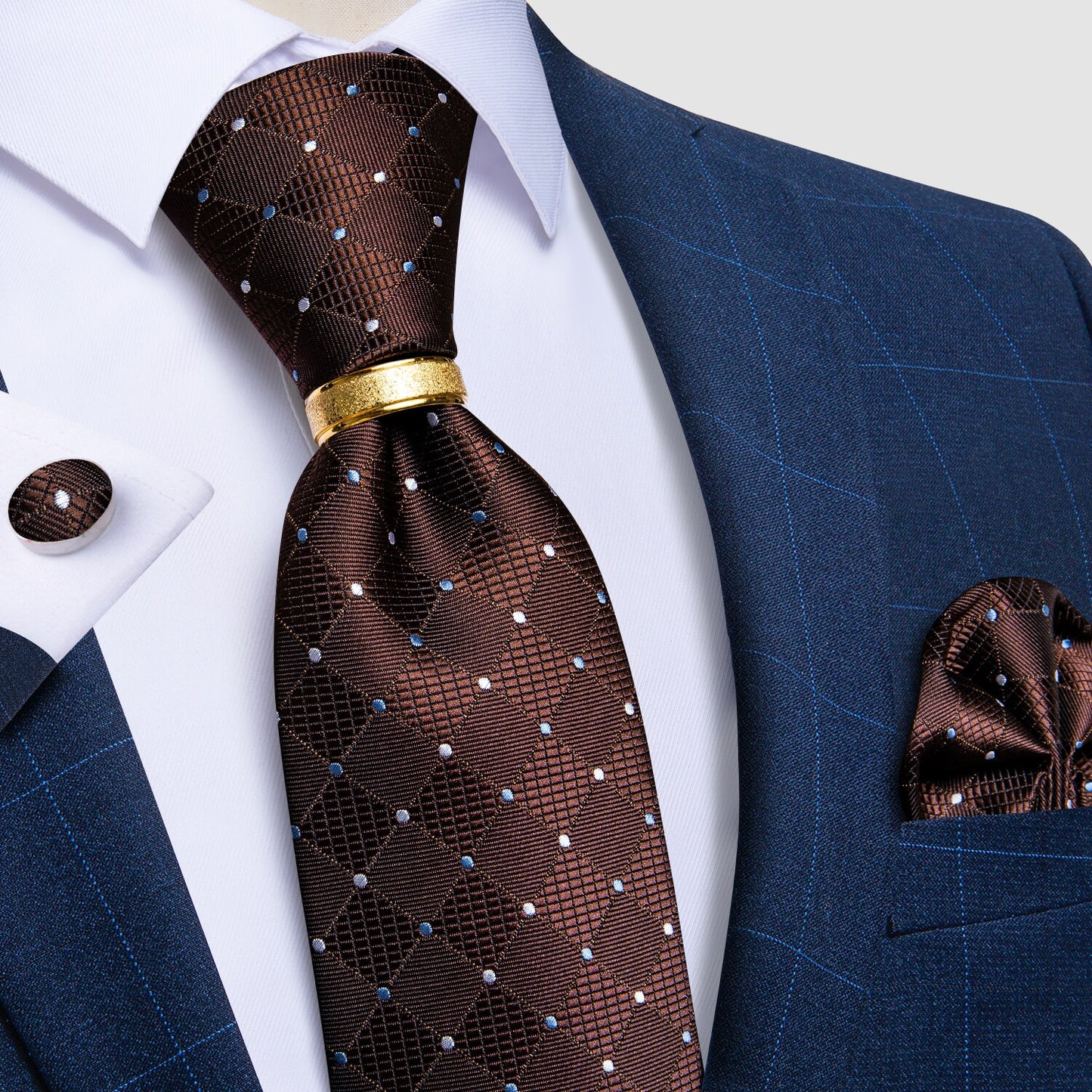 Designer Men's Necktie Striped Floral Paisley Silk Tie Pocket Square Cufflinks