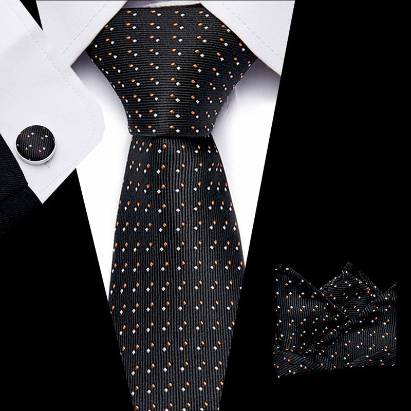 Luxury Paisley Blue Silk Tie with Hanky & Cufflinks