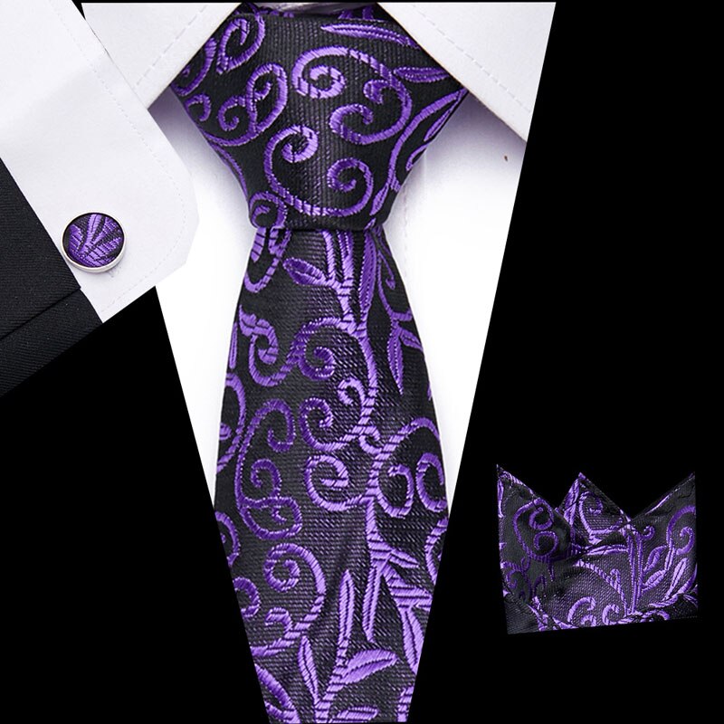 Luxury Paisley Blue Silk Tie with Hanky & Cufflinks