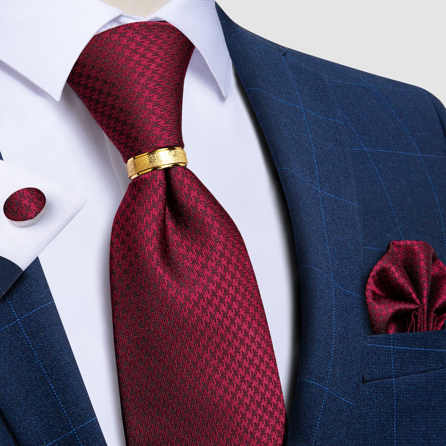 Designer Men's Necktie Striped Floral Paisley Silk Tie Pocket Square Cufflinks
