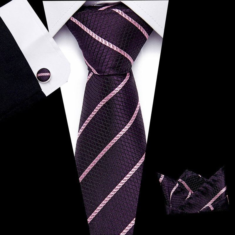 Luxury Paisley Blue Silk Tie with Hanky & Cufflinks