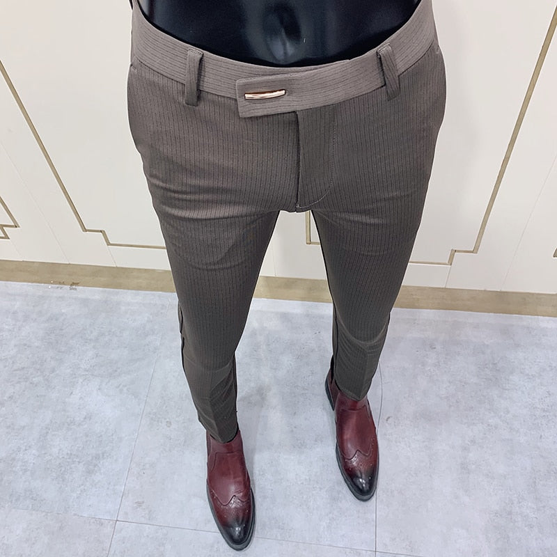 Elegant Slim Fit Tight-ankle Suit Trousers