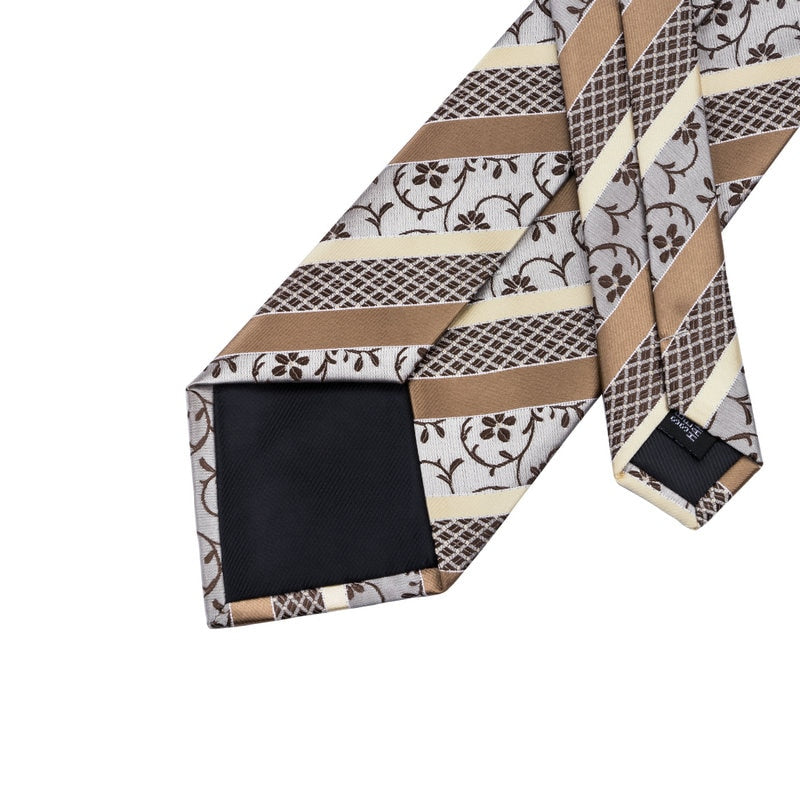 Designer Men's Necktie Striped Floral Paisley Silk Tie Pocket Square Cufflinks