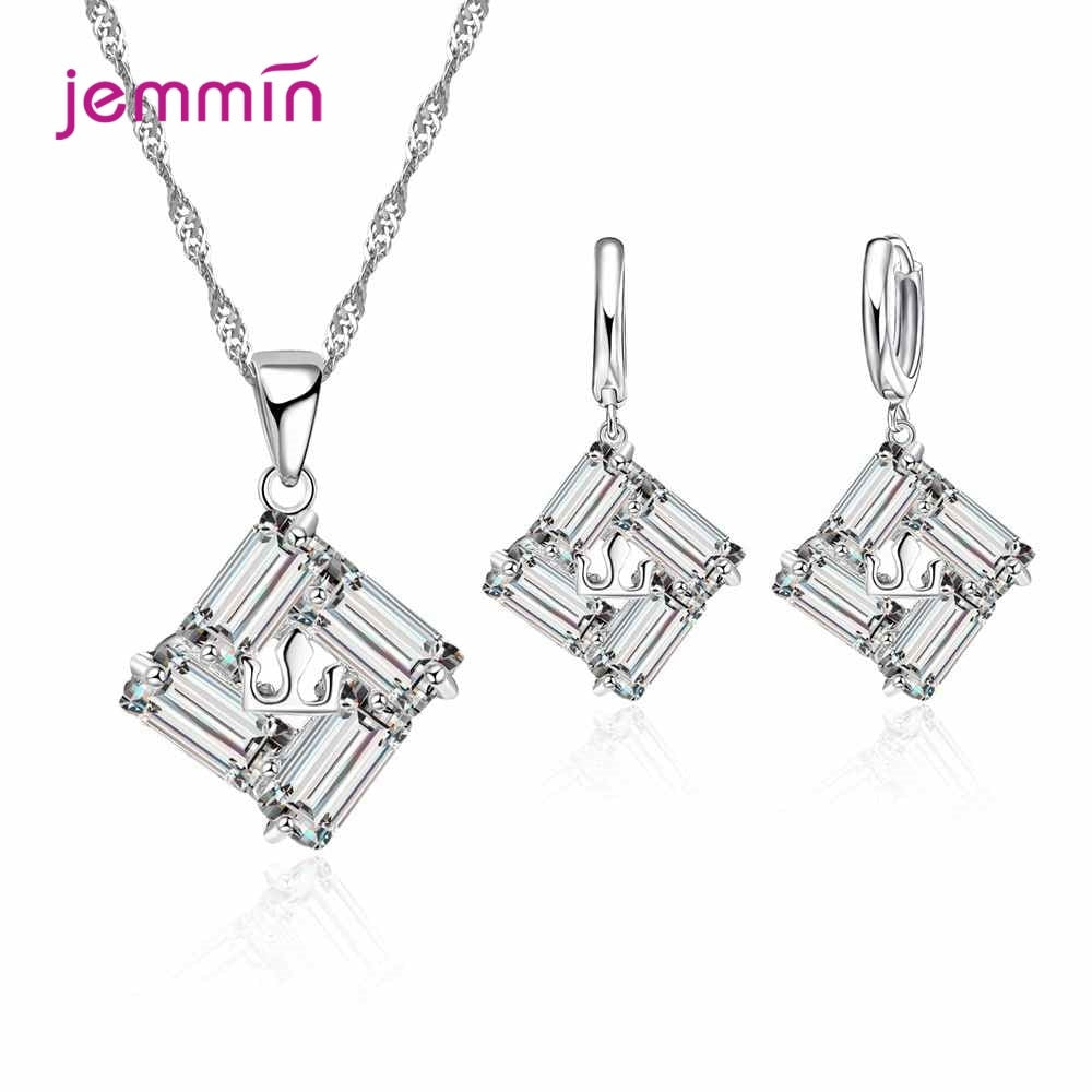 Sterling Silver Rhinestone Pendant Necklace/Earring