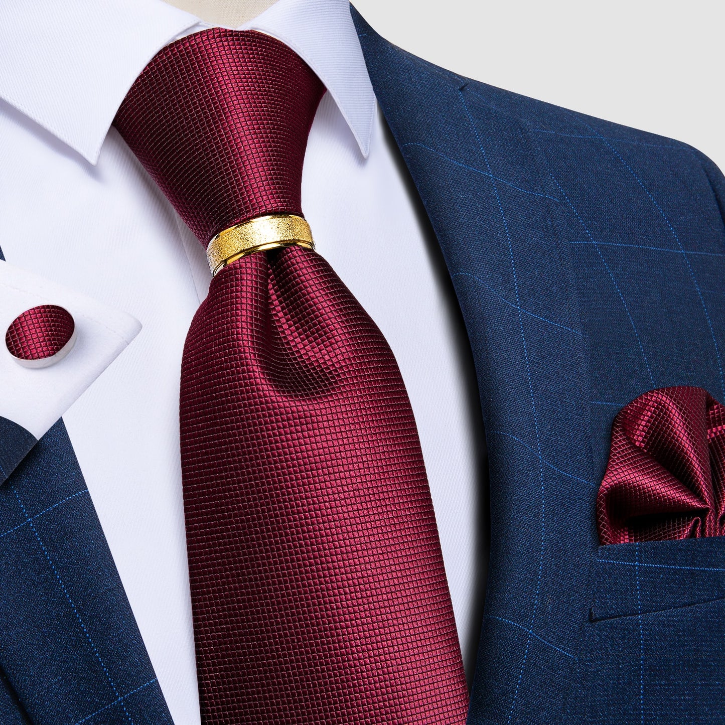 Designer Men's Necktie Striped Floral Paisley Silk Tie Pocket Square Cufflinks