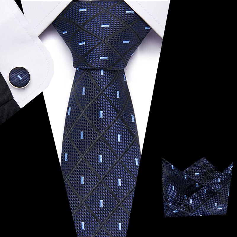 Luxury Paisley Blue Silk Tie with Hanky & Cufflinks