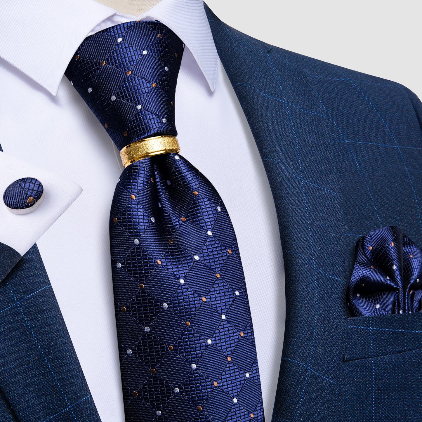 Designer Men's Necktie Striped Floral Paisley Silk Tie Pocket Square Cufflinks
