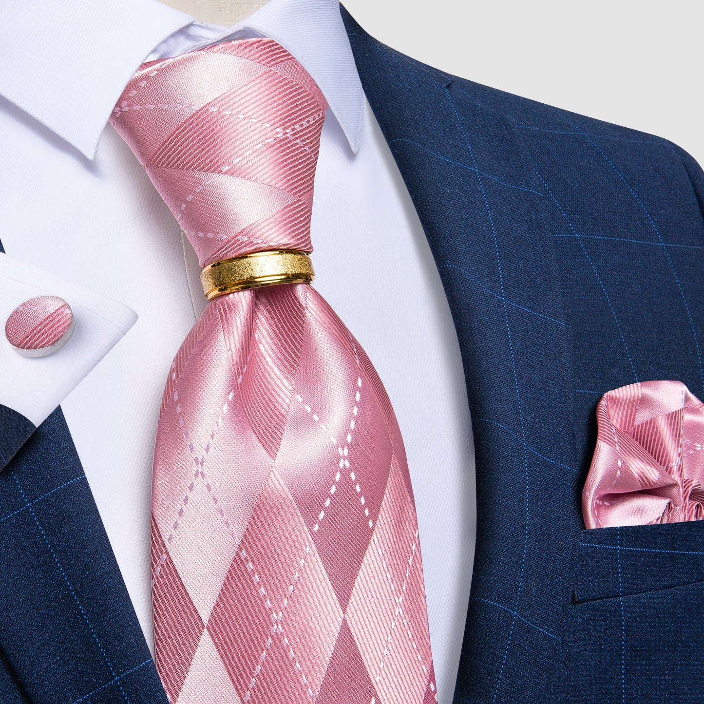 Designer Men's Necktie Striped Floral Paisley Silk Tie Pocket Square Cufflinks