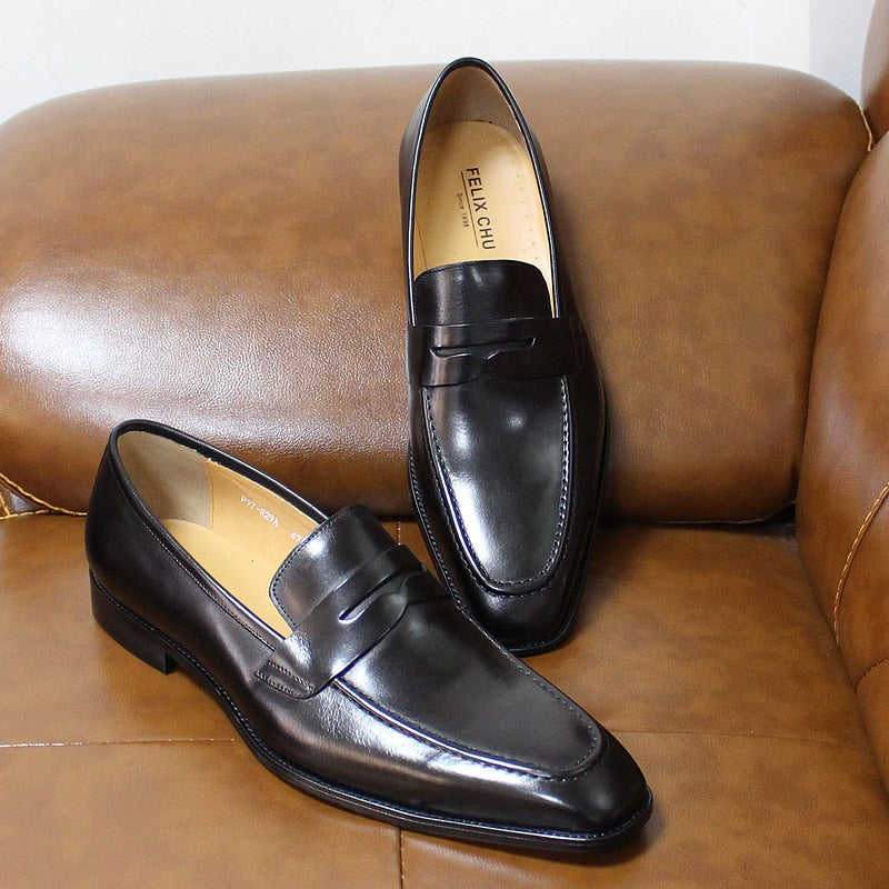 handmade genuine leather penny loafer dress shoe