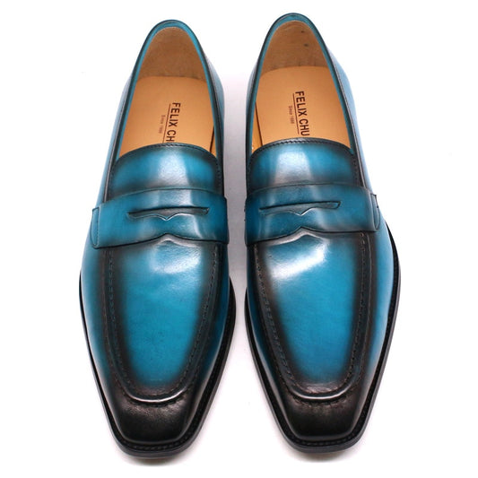 handmade genuine leather penny loafer dress shoe