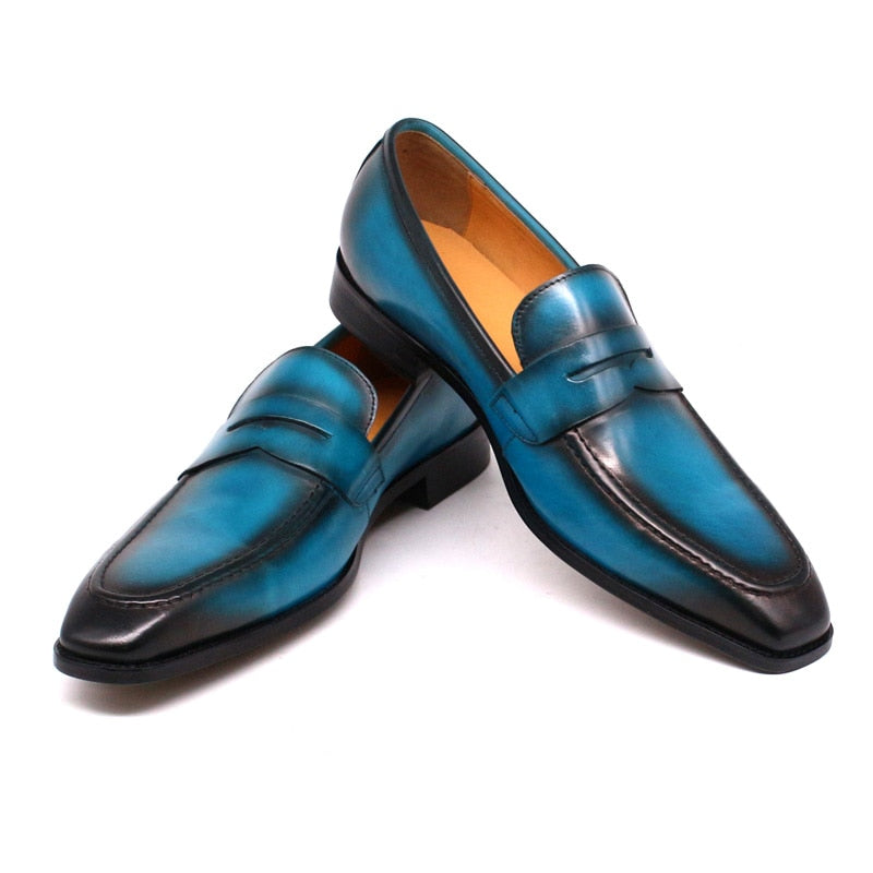 handmade genuine leather penny loafer dress shoe