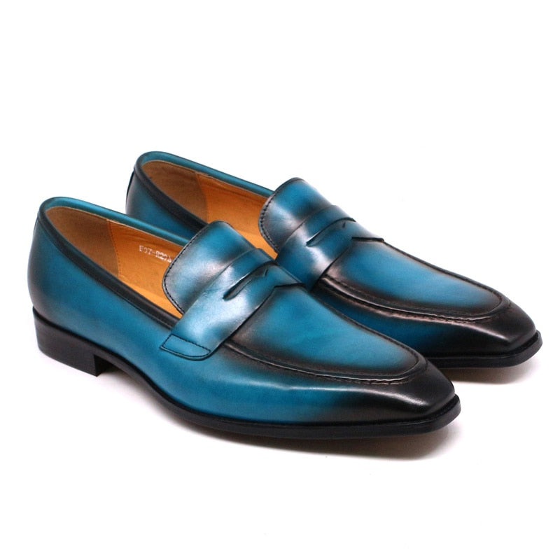 handmade genuine leather penny loafer dress shoe
