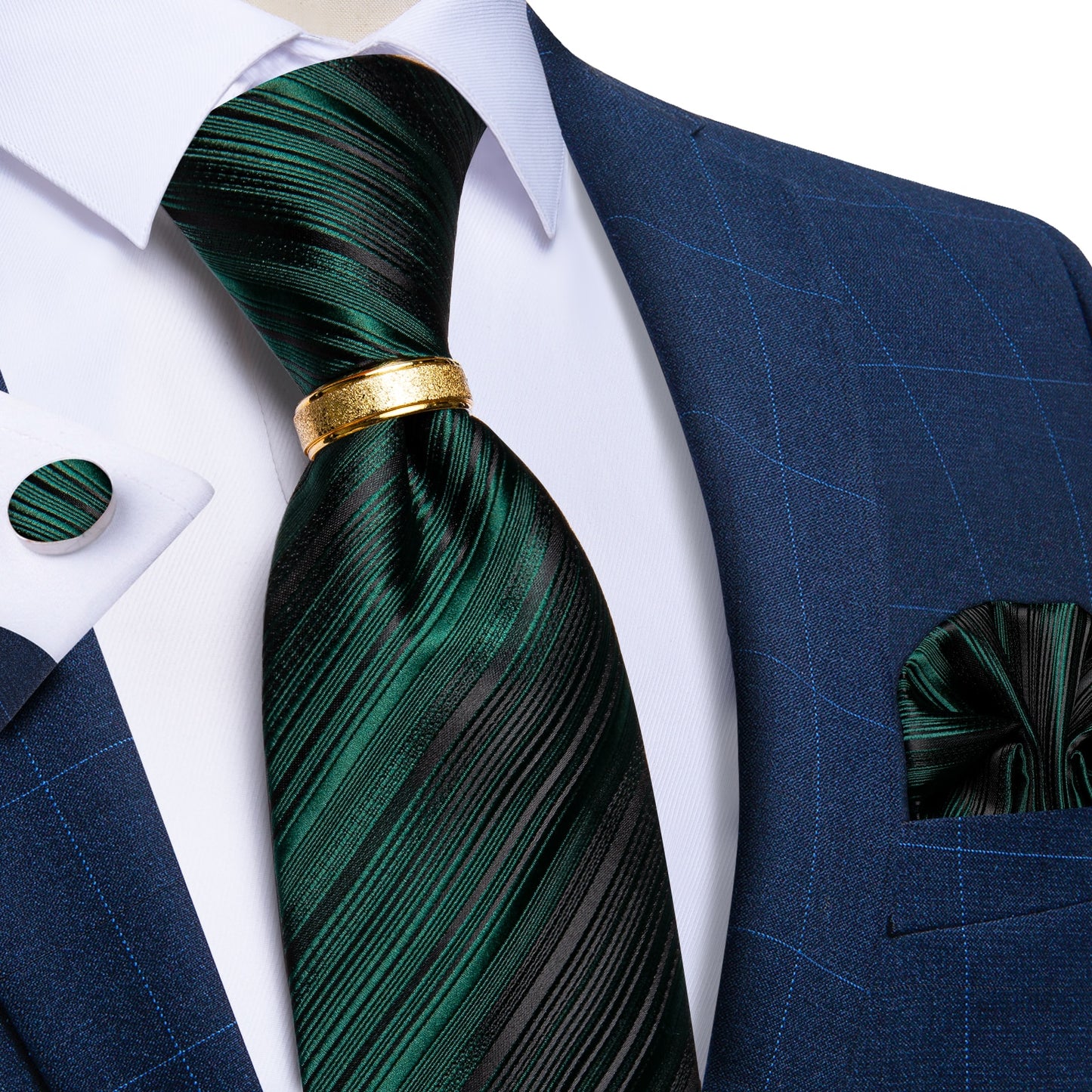 Designer Men's Necktie Striped Floral Paisley Silk Tie Pocket Square Cufflinks